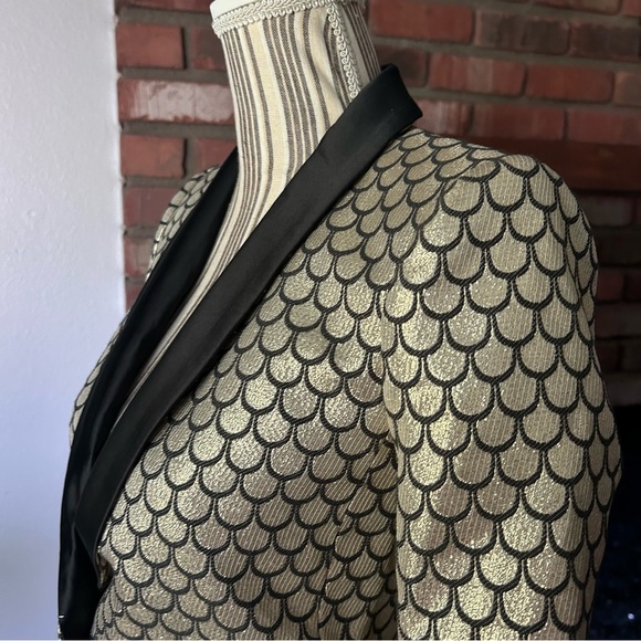 Juicy Coture Palladium Brocade Metallic Blazer in Gold Sz 0 - Picture 6 of 12